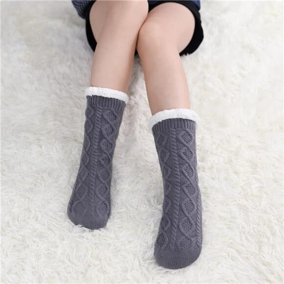 Womens Slipper Socks Winter Warm Fleece Lined Socks Cozy Soft Thick Fuzzy Socks - Picture 2 of 7